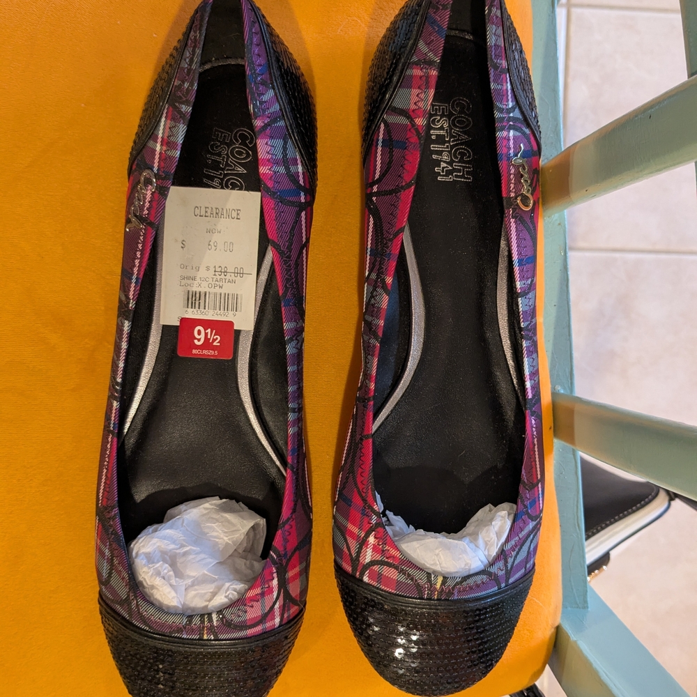 Coach Pink and Black Artistic Flats